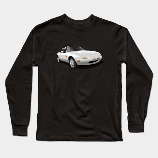 1990 Mazda MX5 in white Long Sleeve T-Shirt by candcretro